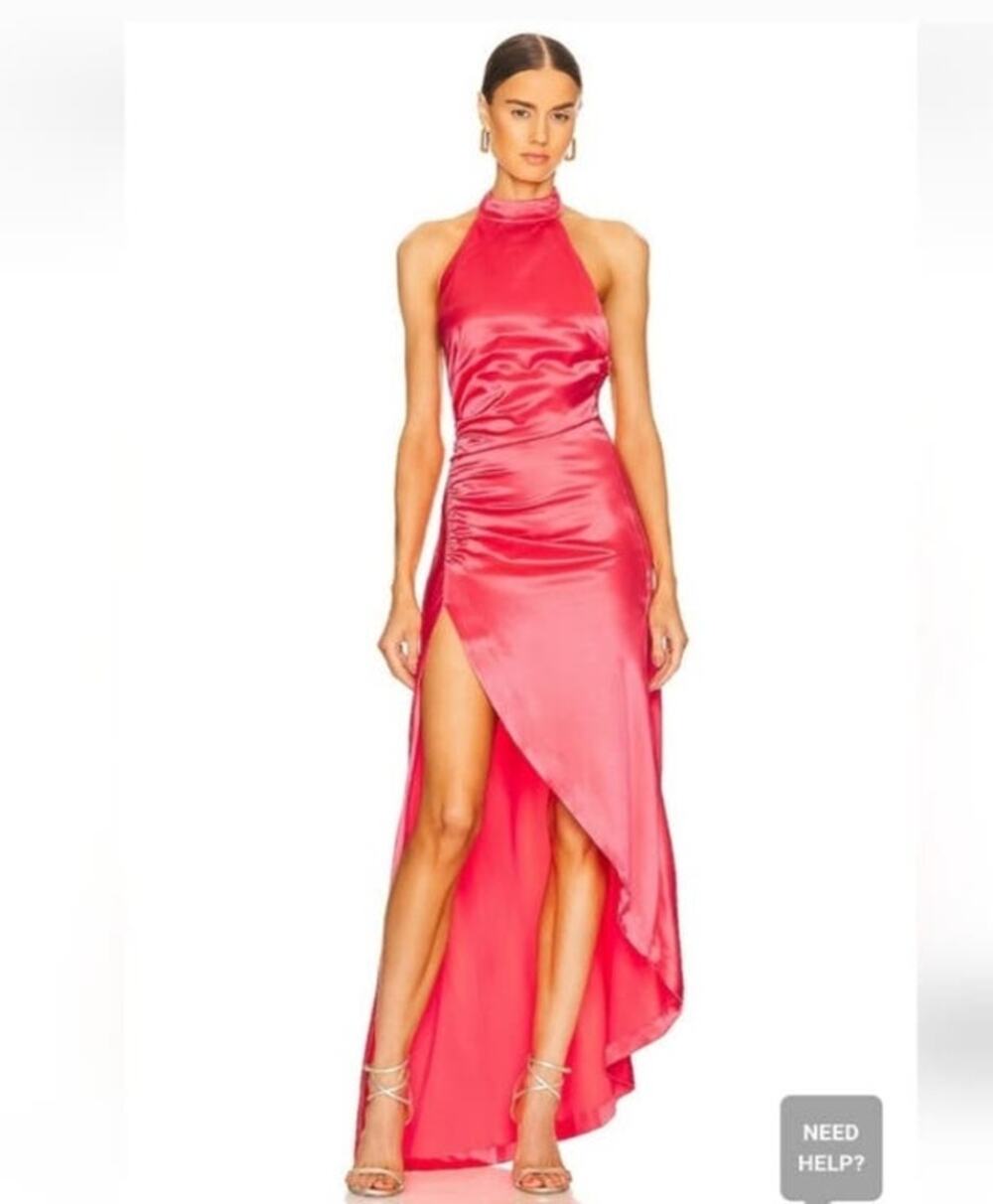 Retrofete Sabrina Dress in Coral Size Large Halter Open Back NWT Sleeveless Maxi